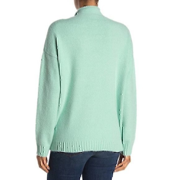NEW NWT ADY P Pocket Roll Neck Tunic Mint Green Chunky Pullover Sweater Medium - Picture 2 of 10